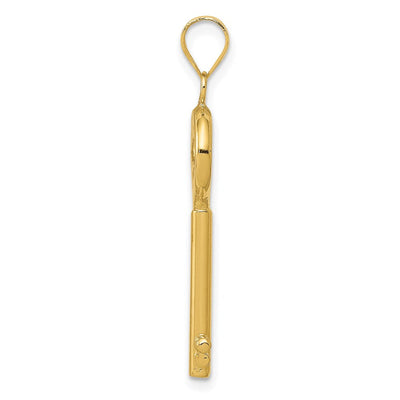 14K Polished 3-D Key Charm, 34 x 9mm