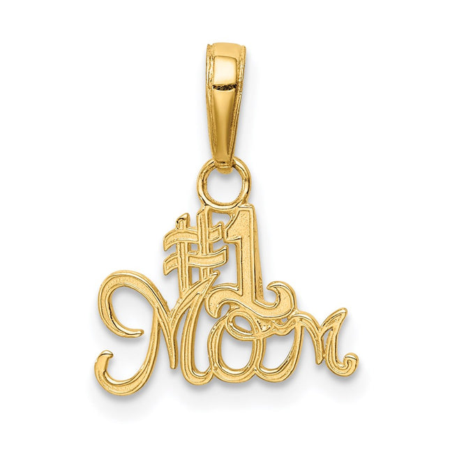 14k #1 Mom Charm, 15 x 15mm