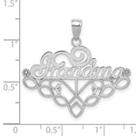 14k White Gold GRANDMA Birthstone Charm Holder Pendant view 4