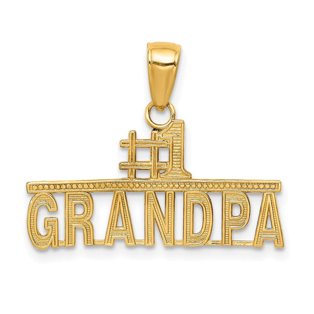 14k #1 Grandpa Pendant, 18 x 24mm