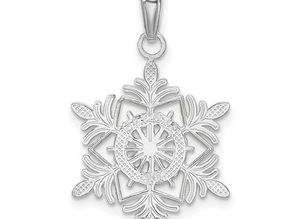 14K white gold snowflake pendant, another view