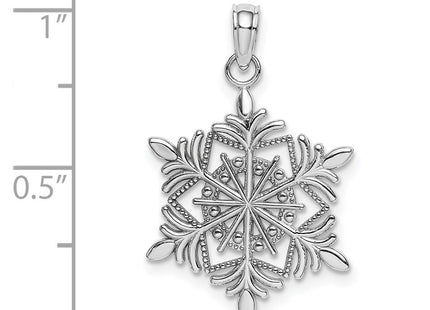 14K white gold snowflake pendant, further view