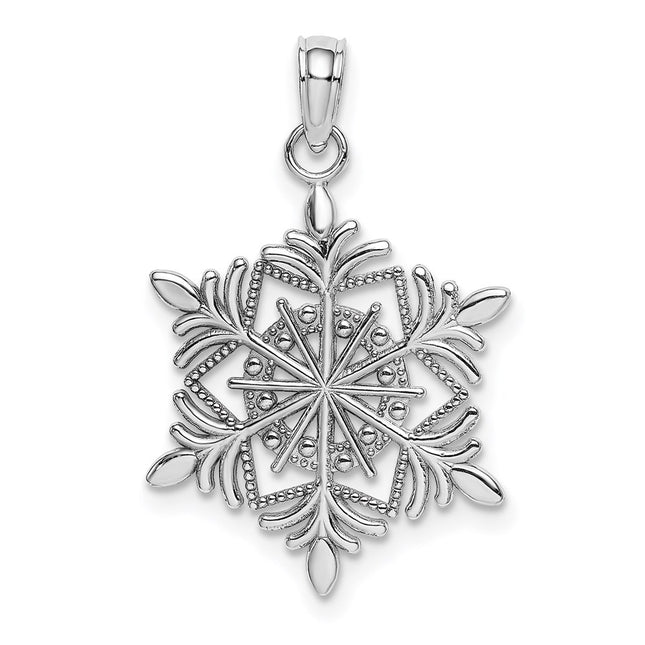 14k White Gold Snowflake Pendant, 23.4 x 19.1mm