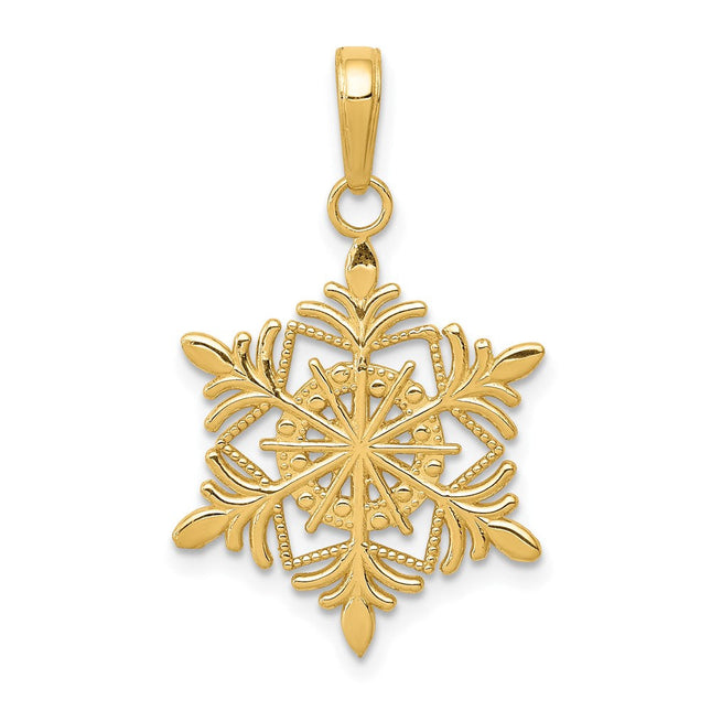 14k Snowflake Pendant, 25 x 16mm