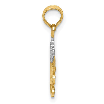 14K w/Rhodium Polished PRINCESS with Crown Pendant