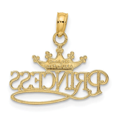 14K w/Rhodium Polished PRINCESS with Crown Pendant