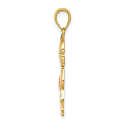 14K Yellow and Rose Gold w/Rhodium Girl Pendant
