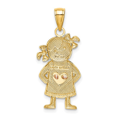 14K Yellow and Rose Gold w/Rhodium Girl Pendant