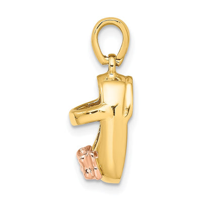 14K 3D Two-tone Baby Shoe Charm