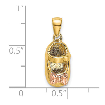 14K 3D Two-tone Baby Shoe Charm