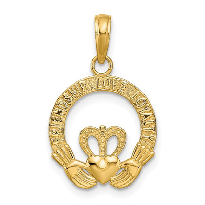 14K gold claddagh pendant