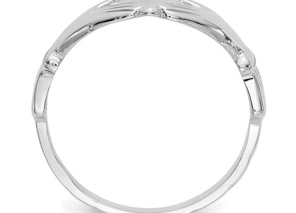 14K White Gold Polished Royal Crown Claddagh Ring, view 3