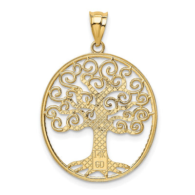 14K w/Rhodium Filigree Tree of Life Pendant