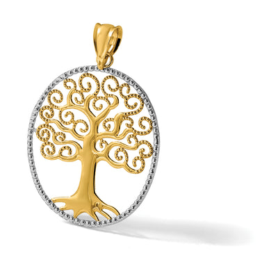 14K w/Rhodium Filigree Tree of Life Pendant