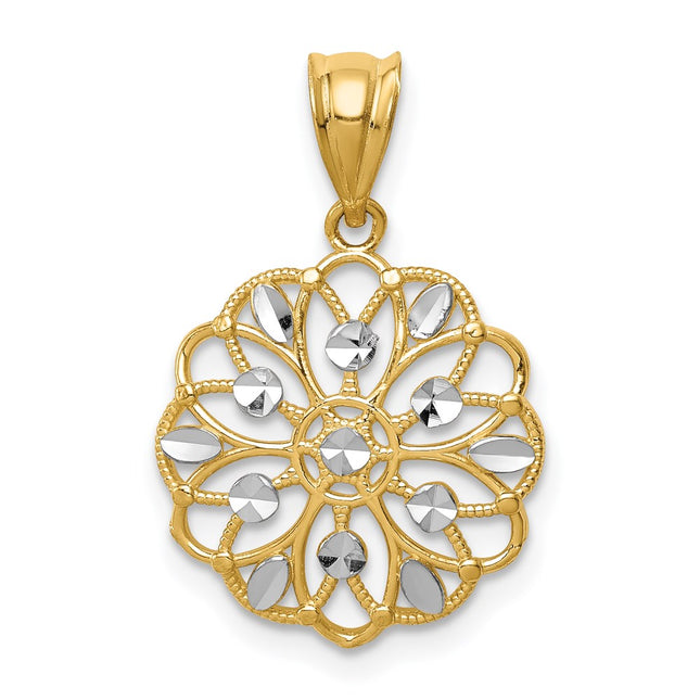 14k Yellow & Rhodium Pendants Style K4785 - Classique Jewelry Inc.