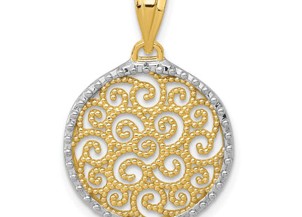 14k Yellow & Rhodium Pendants Style K4786 - Classique Jewelry Inc.