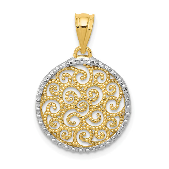14k Yellow & Rhodium Pendants Style K4786 - Classique Jewelry Inc.