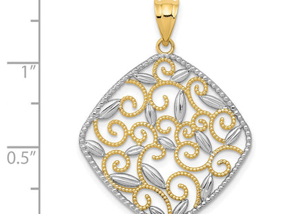 14k Yellow & Rhodium Pendants Style K4789 - Classique Jewelry Inc.