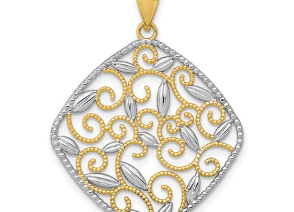 14k Yellow & Rhodium Pendants Style K4789 - Classique Jewelry Inc.