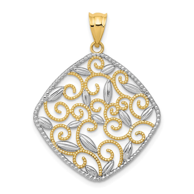 14k Yellow & Rhodium Pendants Style K4789 - Classique Jewelry Inc.
