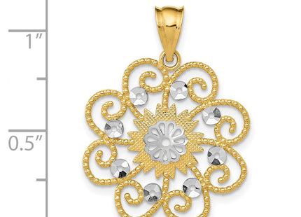 14k Yellow & Rhodium Pendants Style K4790 - Classique Jewelry Inc.
