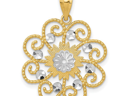 14k Yellow & Rhodium Pendants Style K4790 - Classique Jewelry Inc.