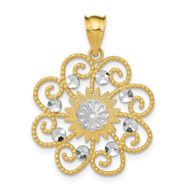 14k Yellow & Rhodium Pendants Style K4790 - Classique Jewelry Inc.