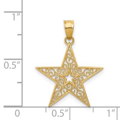 14K Filigree Star Pendant