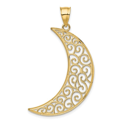 14K Filigree Moon Pendant