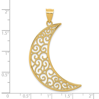 14K Filigree Moon Pendant