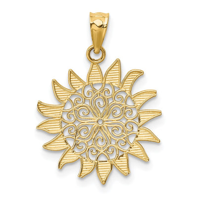 14K Polished Filigree Sun Pendant