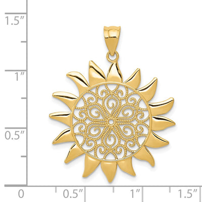 14K Filigree Sun Pendant