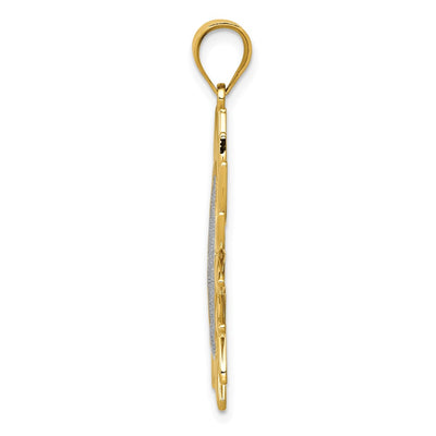 14K w/Rhodium Sun Filigree Pendant