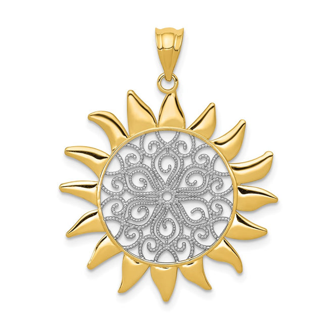 14k Yellow & Rhodium Pendants Style K4814 - Classique Jewelry Inc.