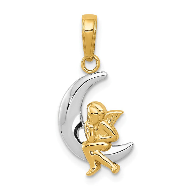 14k Yellow & Rhodium Pendants Style K4816 - Classique Jewelry Inc.