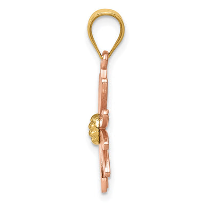 14K Two-tone Rose and Yellow Gold Daisy Pendant