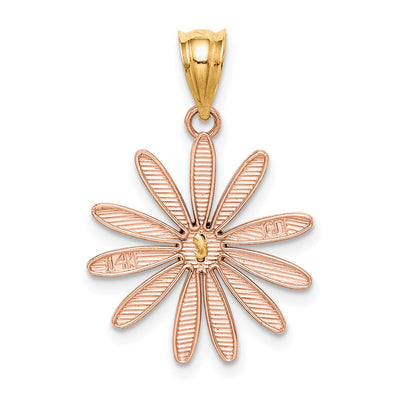14K Two-tone Rose and Yellow Gold Daisy Pendant