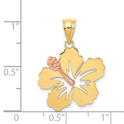 14K Yellow and Rose Gold Hibiscus Flower Pendant