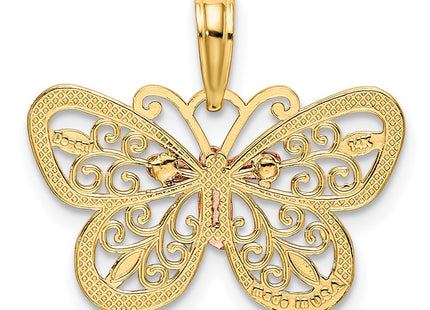 14K gold butterfly pendant, another view