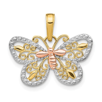 14K gold butterfly pendant