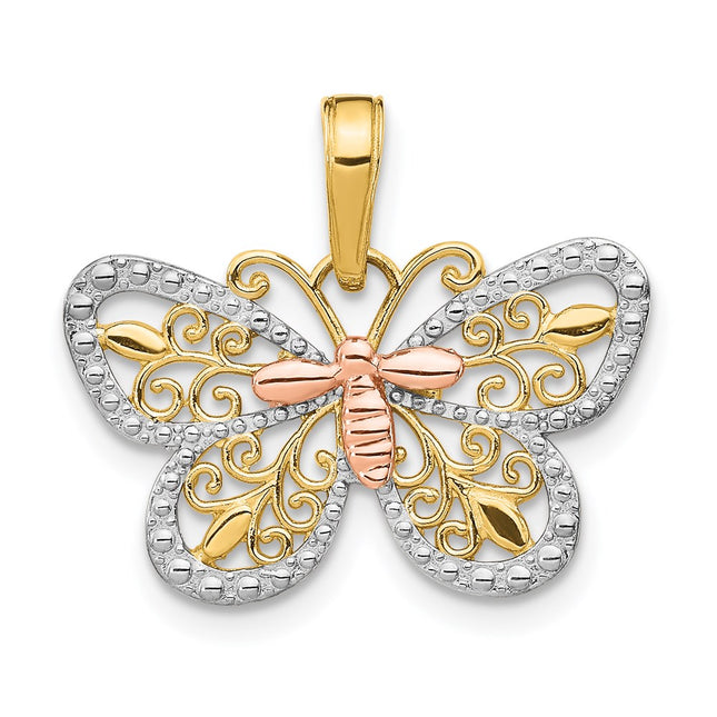 14K gold butterfly pendant