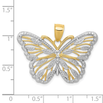14K and Rhodium Butterfly Pendant