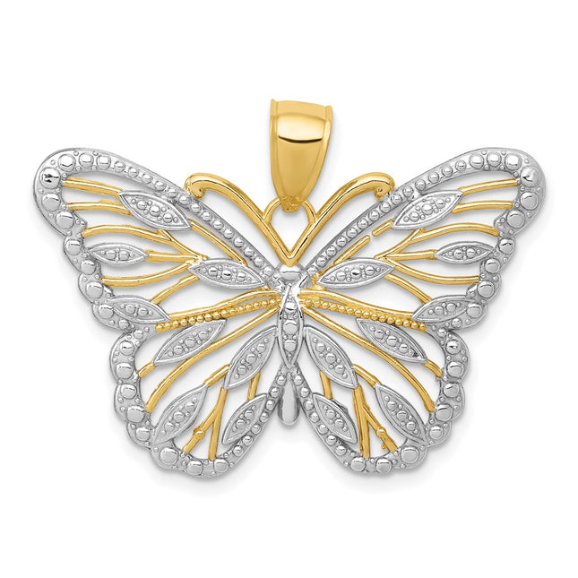 14k Yellow & Rhodium Pendants Style K4834 - Classique Jewelry Inc.