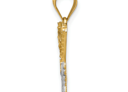 14k and Rhodium Diamond-cut Butterfly Pendant