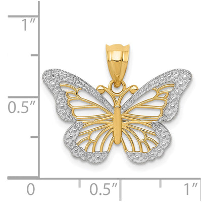 14K w/ Rhodium Butterfly Pendant