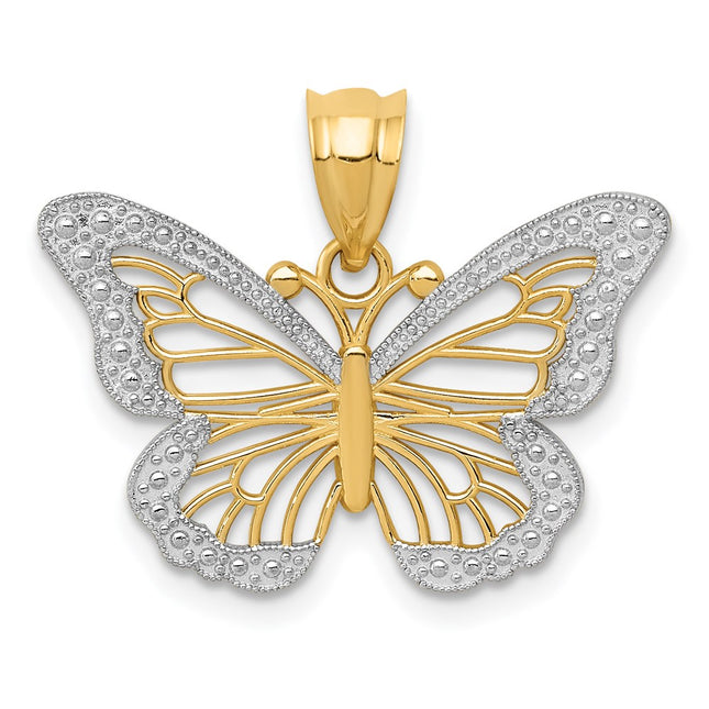 14k Yellow & Rhodium Pendants Style K4845 - Classique Jewelry Inc.