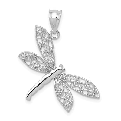 14K white gold dragonfly pendant