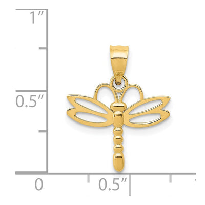 14K Dragonfly Pendant, 15 x 16mm