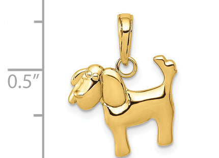 14k Polished Dog Charm, 16.2 x 15mm