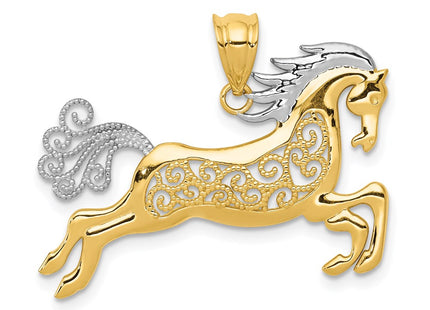 14k Yellow & Rhodium Pendants Style K4861 - Classique Jewelry Inc.